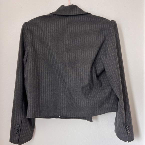 Anthropologie Maeve Gray Striped Boxy Cropped Blazer Long Sleeve Women’s XS - Picture 2 of 8